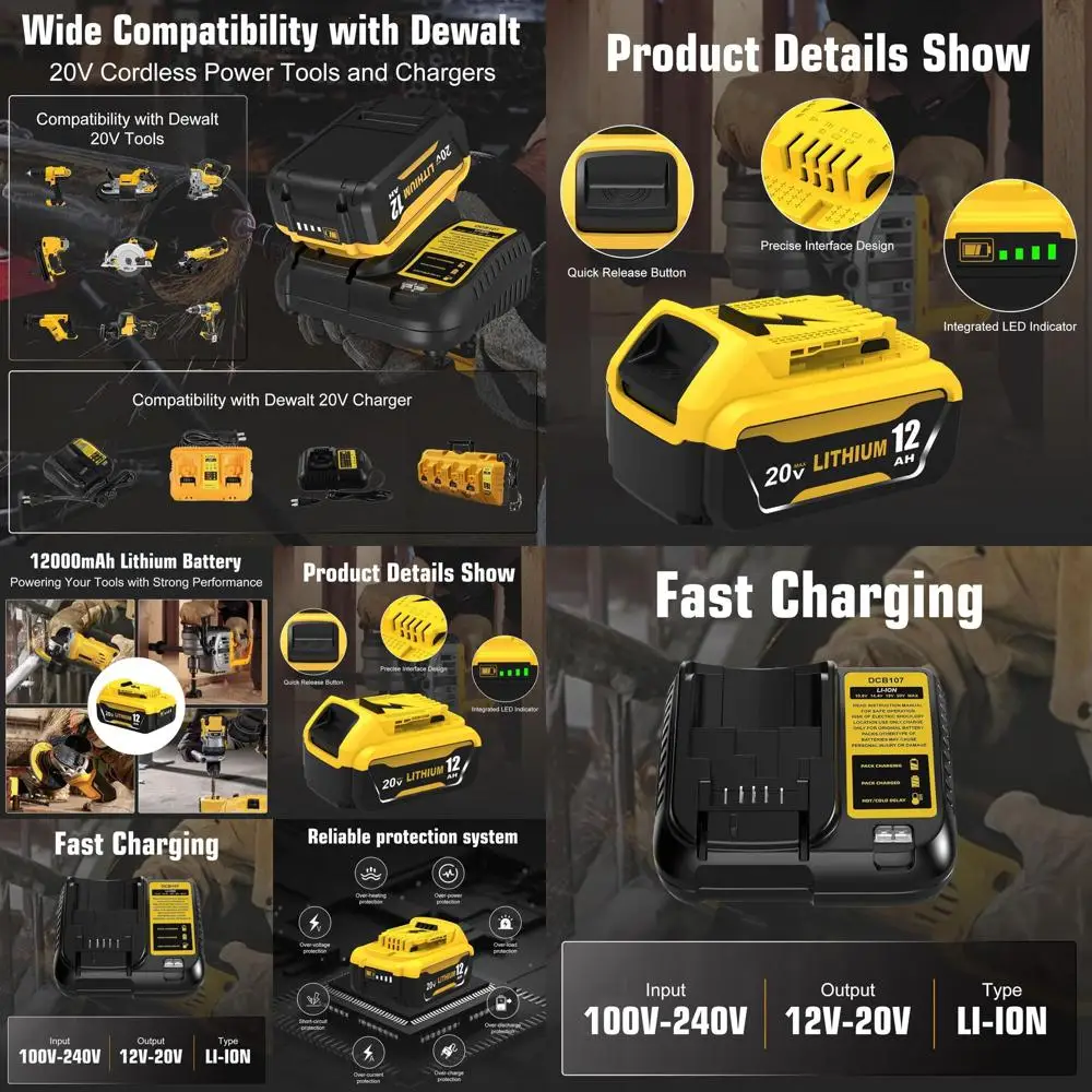 Комплект сменных аккумуляторов 20V MAX 12.0Ah, совместимый с электроинструментами 20V (DCB206, DCB207, DCB107)
Комплект сменных аккумуляторов 20V MAX 12.0Ah, совместимый с электроинструментами 20V (DCB206, DCB207, DCB107)