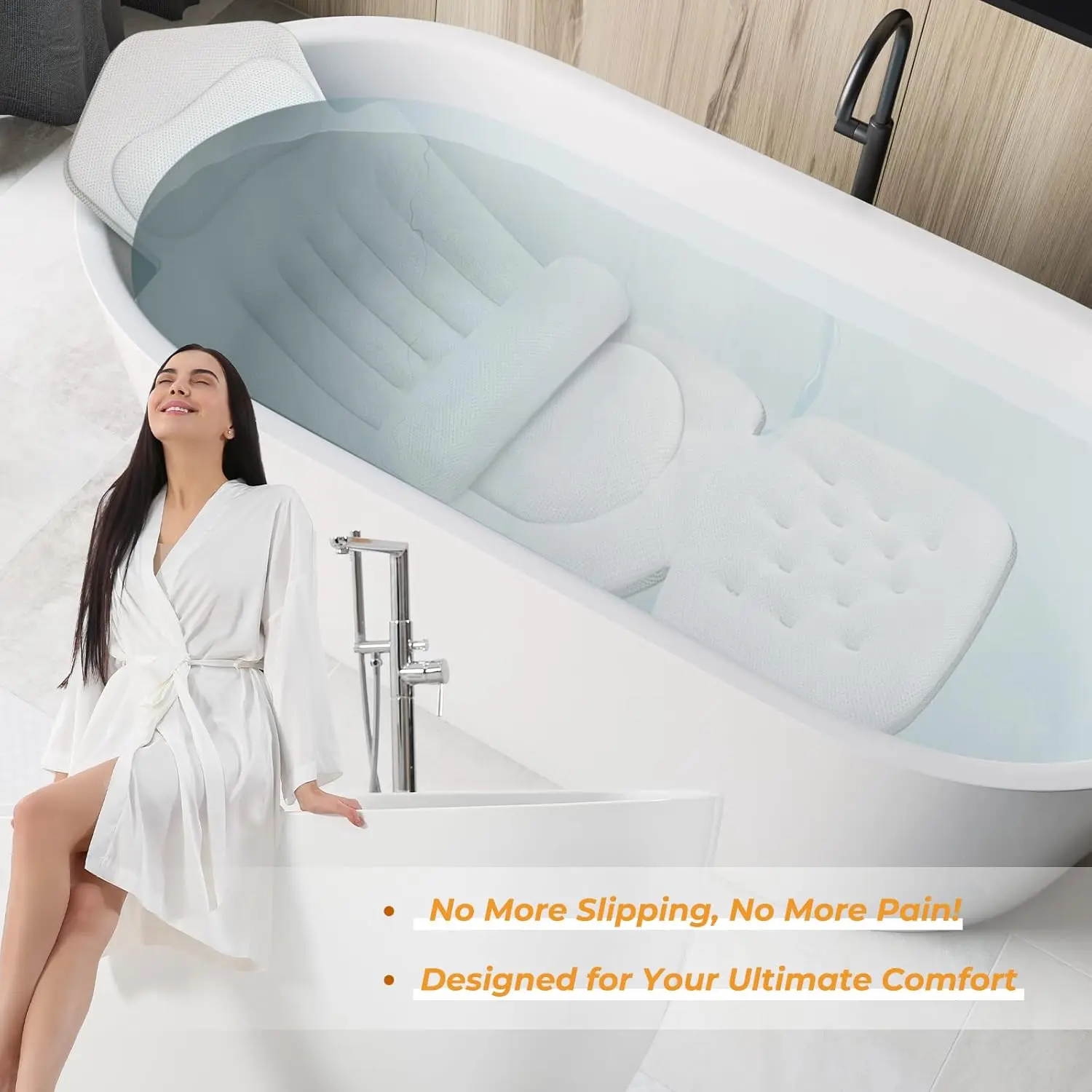 Ergonomic Bathtub Pillow for Neck Back Legs White for Tub with 192 Strong Suction Cups, Bath Pillow for Tub, Full Bath Cushion
Ergonomic Bathtub Pillow for Neck Back Legs White for Tub with 192 Strong Suction Cups, Bath Pillow for Tub, Full Bath Cushion