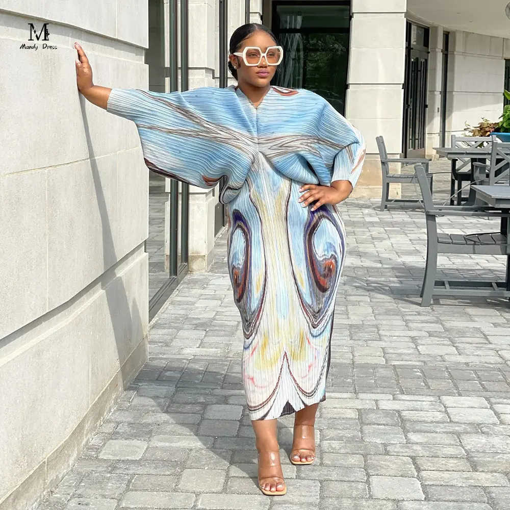 Fashion Elegant Midi Dress Women High Stretchy Pleated Print Bat Sleeve V-neck New In 2023 Casual Chic OL Ladies Long Dress
Fashion Elegant Midi Dress Women High Stretchy Pleated Print Bat Sleeve V-neck New In 2023 Casual Chic OL Ladies Long Dress