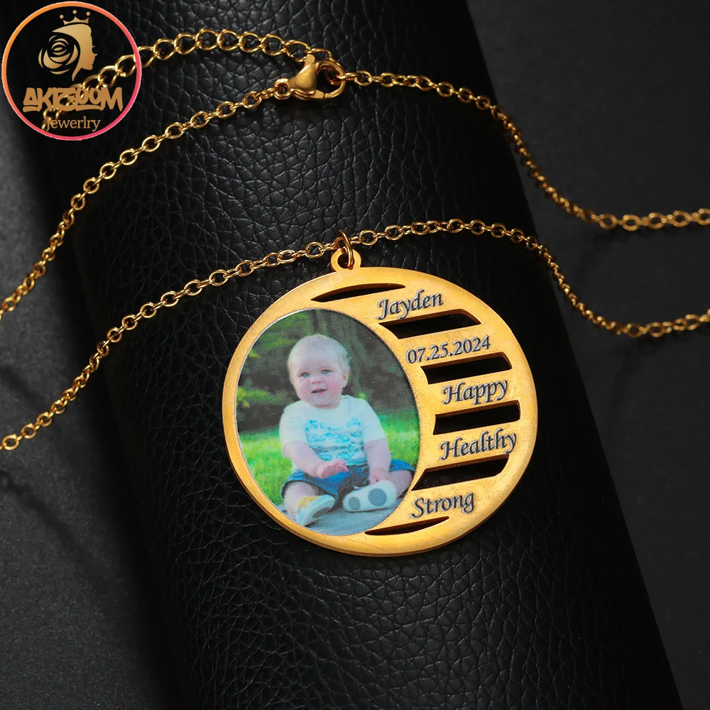 Personalized Custom Picture Name Round Pendant Necklace Stainless Steel Engrave Color Photo Chain For Women Mom Jewelry Gift
Personalized Custom Picture Name Round Pendant Necklace Stainless Steel Engrave Color Photo Chain For Women Mom Jewelry Gift