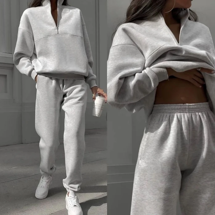Women Two-piece Set Versatile Solid Casual Fashion Thick Stand Collar Zipper Long Sleeved Sweatshirt and High Waist Pants Set
Women Two-piece Set Versatile Solid Casual Fashion Thick Stand Collar Zipper Long Sleeved Sweatshirt and High Waist Pants Set
