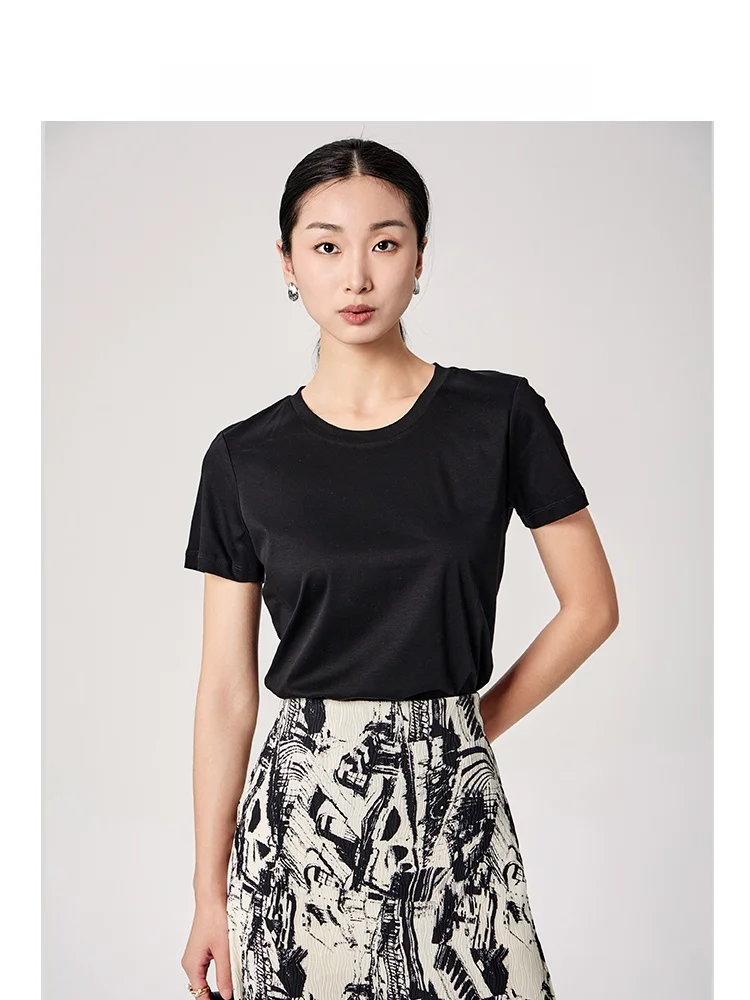 Summer New Women's Short Sleeve T-Shirt Casual Pure Cotton Black White Fashionable Top Shoulder Width Regular Cotton 100%
Summer New Women's Short Sleeve T-Shirt Casual Pure Cotton Black White Fashionable Top Shoulder Width Regular Cotton 100%