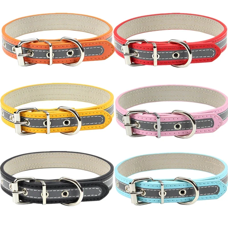 Dog Supplies Reflective Pet Dog Collar PU Leather Adjustable Necklace Colorful Small Pet Supplies Collars for Puppy Cat Dogs
Dog Supplies Reflective Pet Dog Collar PU Leather Adjustable Necklace Colorful Small Pet Supplies Collars for Puppy Cat Dogs