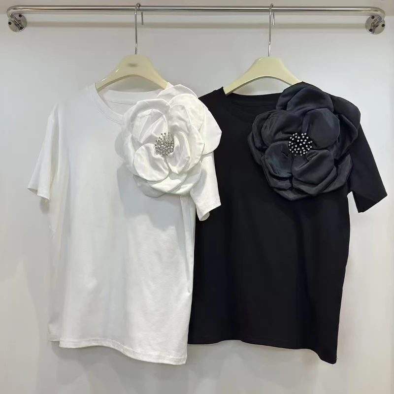 SuperAen Three-dimensional Flower Short Sleeve T-Shirt Women's 2025 Summer New Design Fashion O Neck Top
SuperAen Three-dimensional Flower Short Sleeve T-Shirt Women's 2025 Summer New Design Fashion O Neck Top