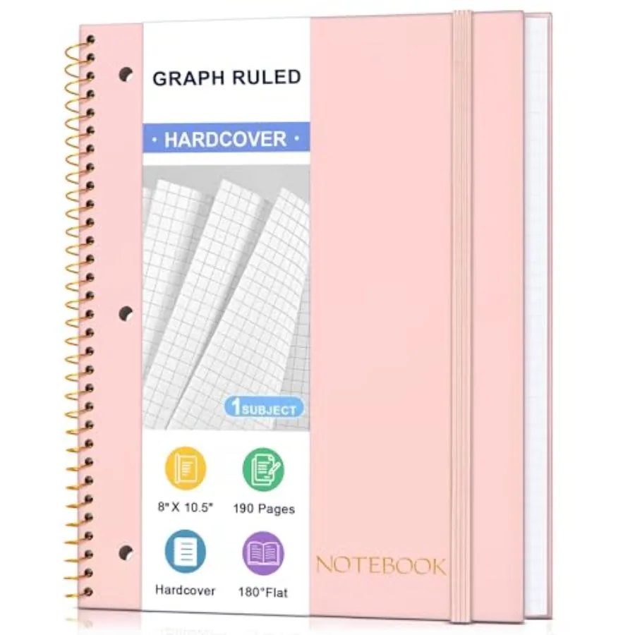 Spiral Notebook Ruled 8" x 10 1/2", 1 Subject Spiral Grid Notebook 3-Hole Punched Perforated Page Ideal for School, Office, Wri
Spiral Notebook Ruled 8" x 10 1/2", 1 Subject Spiral Grid Notebook 3-Hole Punched Perforated Page Ideal for School, Office, Wri