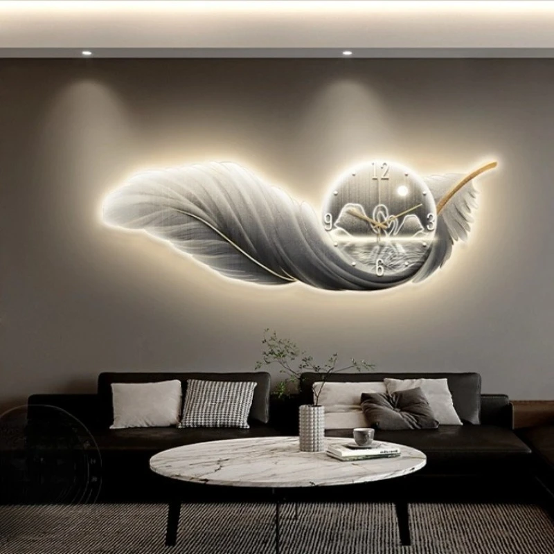Nordic Luxury Wall Clock LED Feather 3D Decorative Painting Large Wall Clock Background Wall Digital Clock Living Room Decor
Nordic Luxury Wall Clock LED Feather 3D Decorative Painting Large Wall Clock Background Wall Digital Clock Living Room Decor