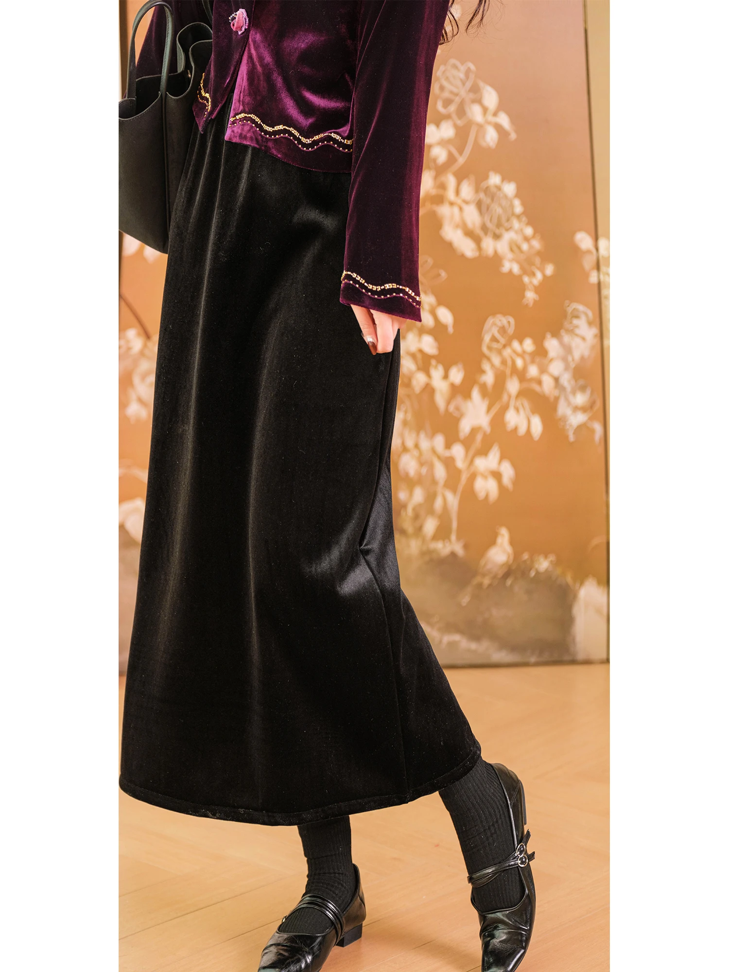 Ele Velvet f Skirt with Elastic Waist Thiened Fce Yearning Series Simple Tailoring Ba Slit for Women
Ele Velvet f Skirt with Elastic Waist Thiened Fce Yearning Series Simple Tailoring Ba Slit for Women