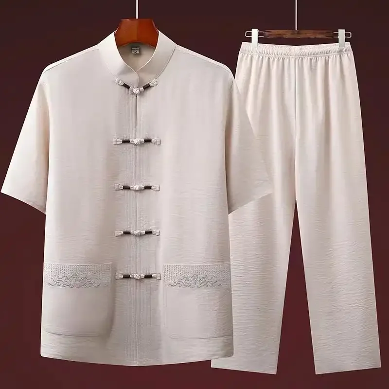 Middle Aged Men Summer Chinese Frog Button Short Sleeve Shirt Pants Set Quick Dry Casual Outfit S-5XL
Middle Aged Men Summer Chinese Frog Button Short Sleeve Shirt Pants Set Quick Dry Casual Outfit S-5XL