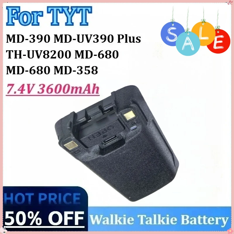 New 7.4V 3600mAh Thicker Walkie Talkie Battery for TYT MD-UV390 Plus MD-390 TH-UV8200 MD-680 MD-358 MD-680 with TYPE-C Charger
New 7.4V 3600mAh Thicker Walkie Talkie Battery for TYT MD-UV390 Plus MD-390 TH-UV8200 MD-680 MD-358 MD-680 with TYPE-C Charger