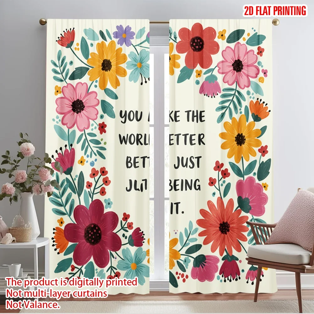 2pcs 2D flat printing Window Curtains Floral You Make The World Polyester Without Electricity All Season Party & Holiday Decor
2pcs 2D flat printing Window Curtains Floral You Make The World Polyester Without Electricity All Season Party & Holiday Decor