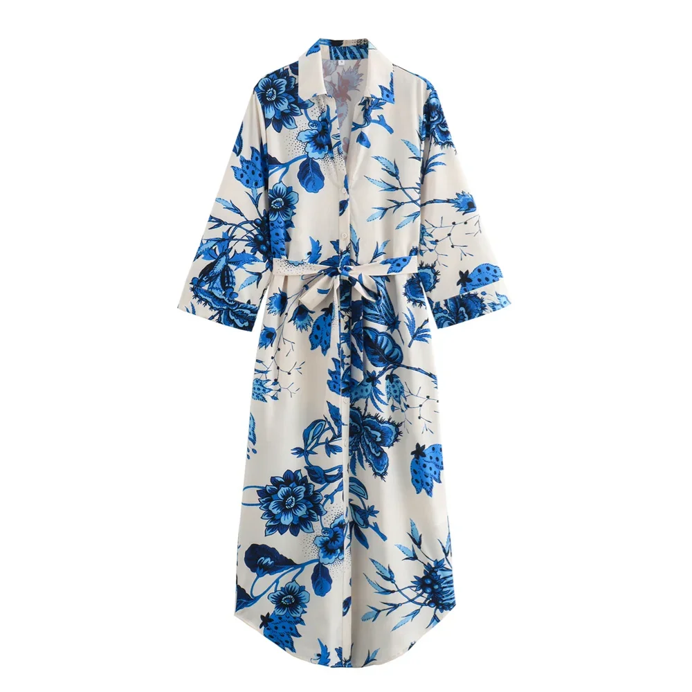 LIBIELIY 2025 Summer New Women's European And American Style French Fashion 3/4 Sleeve Printed Shirt Style Belt Dress
LIBIELIY 2025 Summer New Women's European And American Style French Fashion 3/4 Sleeve Printed Shirt Style Belt Dress