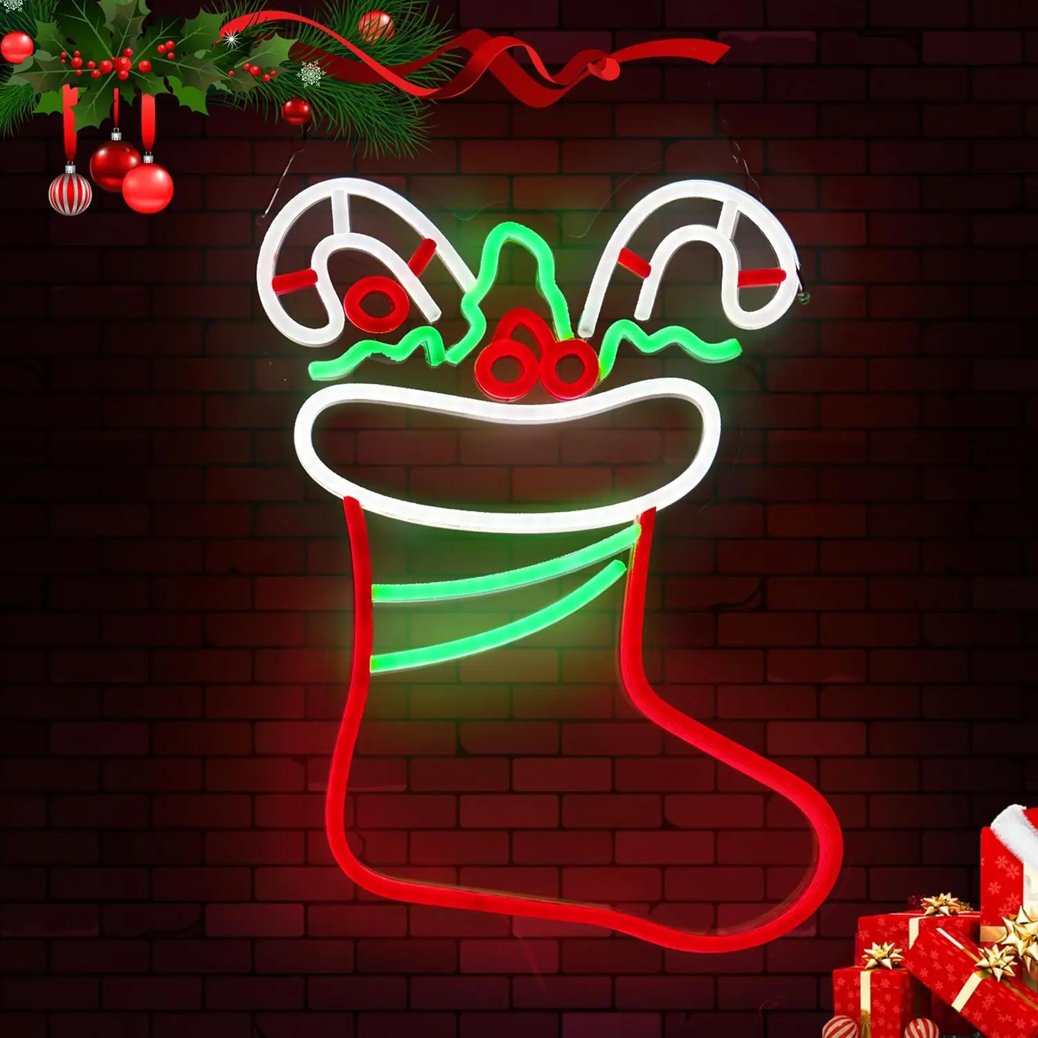 Merry Christmas Stocking LED Neon Light Sign USB Neon Sign for Room Bedroom Home Bar Cafe Business Christmas Tree Party Decor
Merry Christmas Stocking LED Neon Light Sign USB Neon Sign for Room Bedroom Home Bar Cafe Business Christmas Tree Party Decor