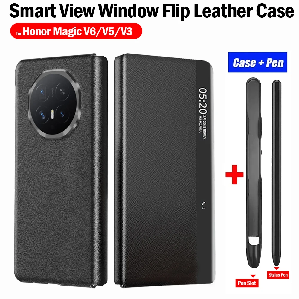 For Honor Magic V6 V5 V3 V2 VS2 VS Case Flip Leather Smart View Window Protection Phone Cover + with Pen Slot Holder
For Honor Magic V6 V5 V3 V2 VS2 VS Case Flip Leather Smart View Window Protection Phone Cover + with Pen Slot Holder