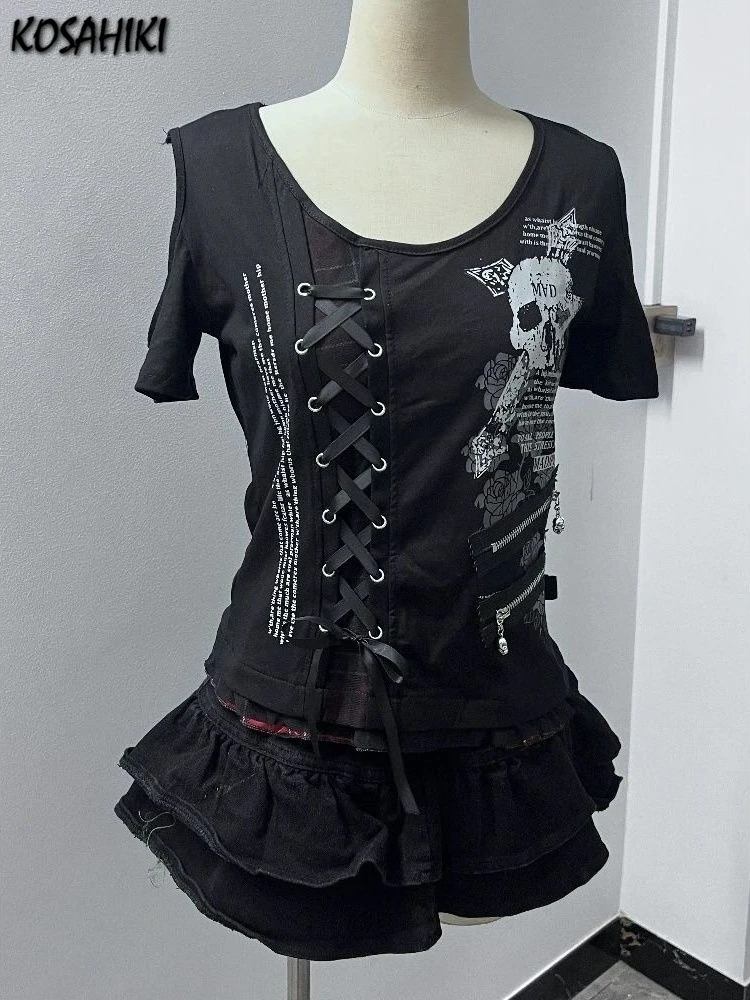 Уличная одежда с принтом черепа в стиле панк, футболки с открытыми плечами, летние винтажные бандажные топы в стиле Харадзюку, женские футболки в стиле феи в стиле гранж, Y2k Aesthetic
Уличная одежда с принтом черепа в стиле панк, футболки с открытыми плечами, летние винтажные бандажные топы в стиле Харадзюку, женские футболки в стиле феи в стиле гранж, Y2k Aesthetic