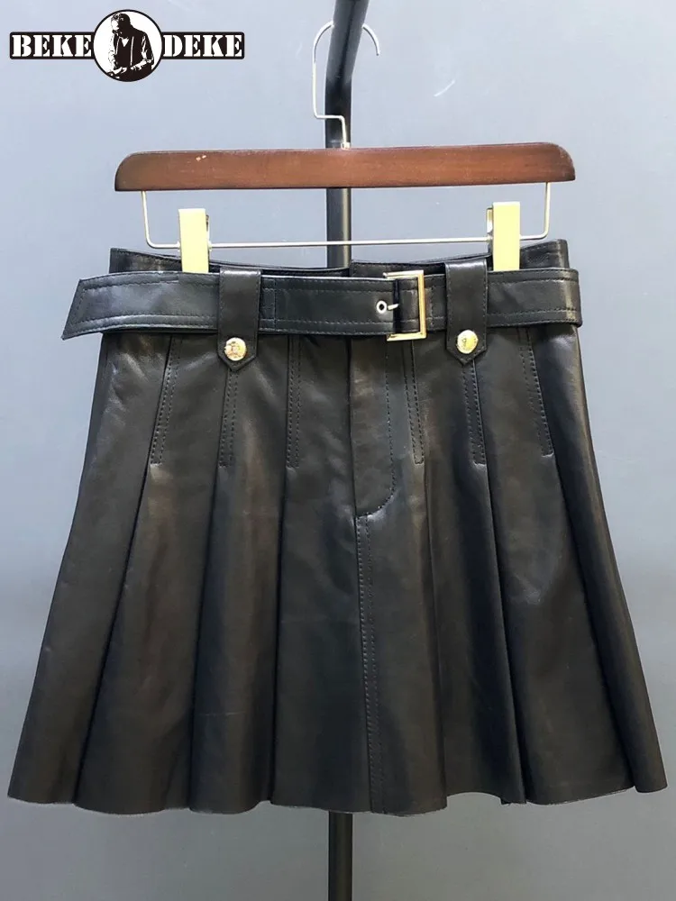 Daily Leisure Genuine Leather A-Line Female Buckle Short Skirt Fashion Slim Sashes Solid Color Sheepskin Pleated Skirts 4XL
Daily Leisure Genuine Leather A-Line Female Buckle Short Skirt Fashion Slim Sashes Solid Color Sheepskin Pleated Skirts 4XL