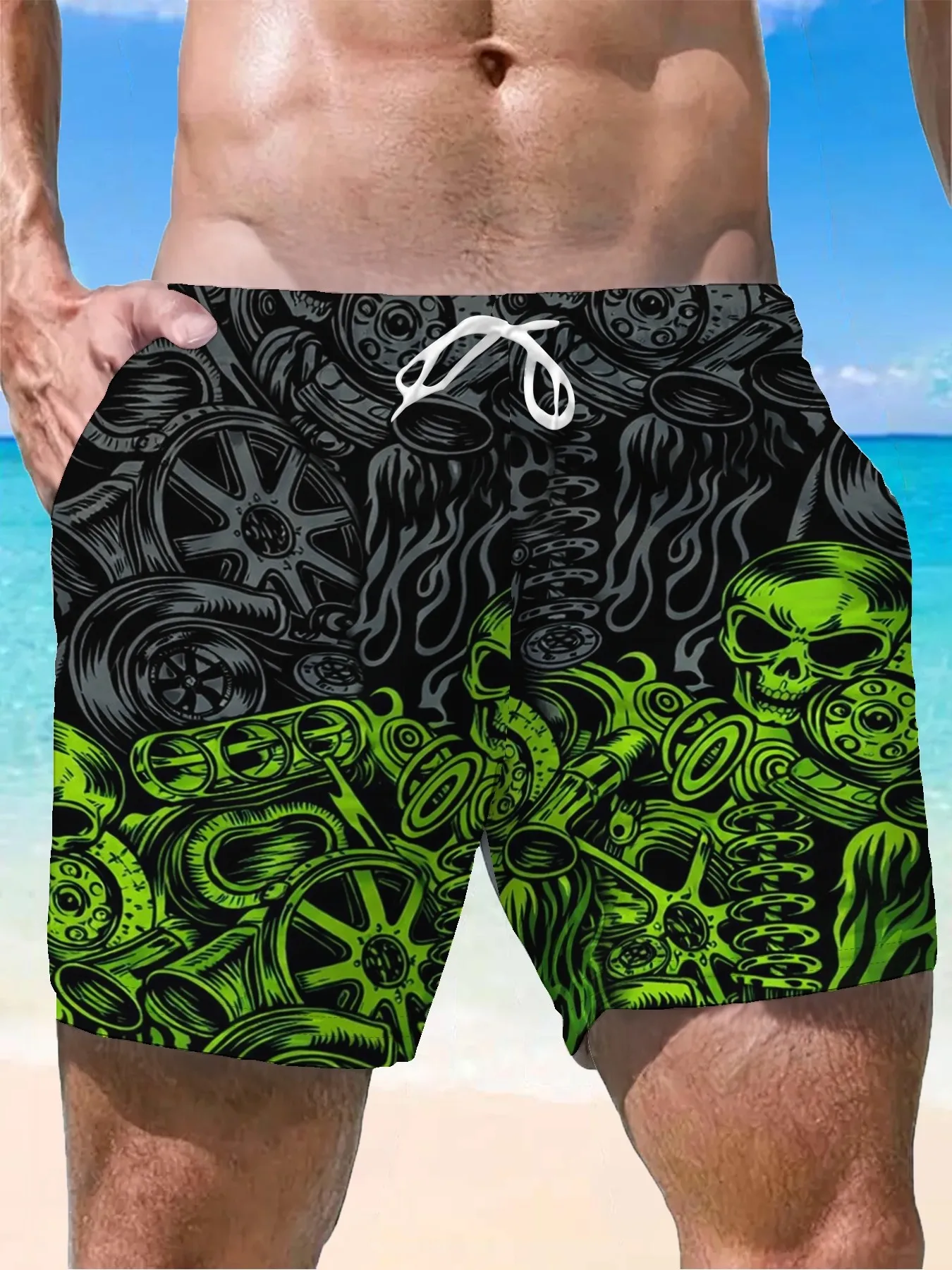 Summer unisex dark mechanical skull 3D print men's quick-drying beach shorts loose elastic waist street style casual swim trunks
Summer unisex dark mechanical skull 3D print men's quick-drying beach shorts loose elastic waist street style casual swim trunks