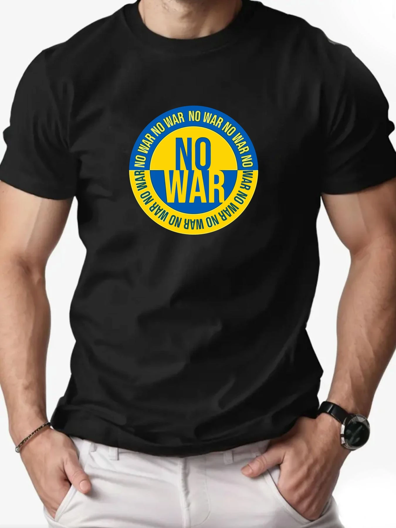 Men's cotton T-shirt, NO WAR summer round neck short sleeve graphic breathable fashion casual T-shirt
Men's cotton T-shirt, NO WAR summer round neck short sleeve graphic breathable fashion casual T-shirt