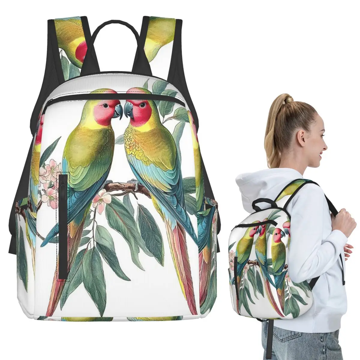 Two Green Parrots Birds And Blooms Flowers Backpack Student BookBag Children School Bag Laptop Shoulder Bags Men Women
Two Green Parrots Birds And Blooms Flowers Backpack Student BookBag Children School Bag Laptop Shoulder Bags Men Women
