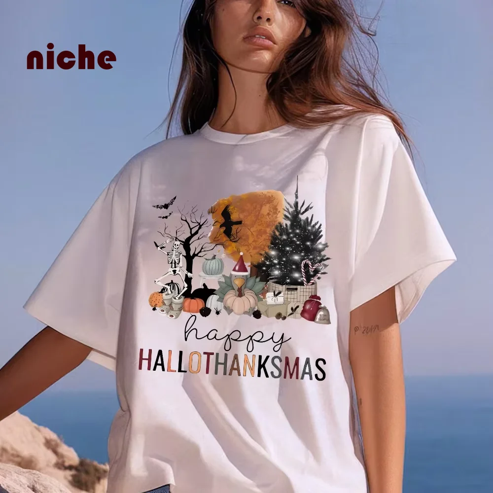Cotton High-Quality Outfit T-Shirt Front Shoulder Thin Christmas Style Graphic Printing Fashion Trend Round Neck Short Sleeve
Cotton High-Quality Outfit T-Shirt Front Shoulder Thin Christmas Style Graphic Printing Fashion Trend Round Neck Short Sleeve