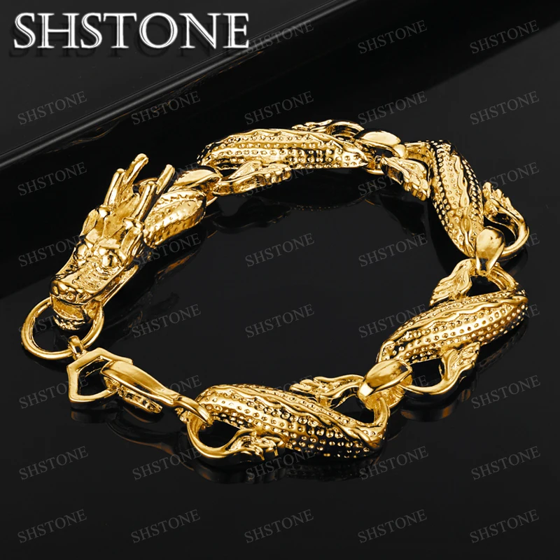 SHSTONE 18K Gold Men Dragon Chain Bracelets For Woman Party Wedding 925 Sterling Silver Bracelet Fine Jewelry Birthday Gift
SHSTONE 18K Gold Men Dragon Chain Bracelets For Woman Party Wedding 925 Sterling Silver Bracelet Fine Jewelry Birthday Gift