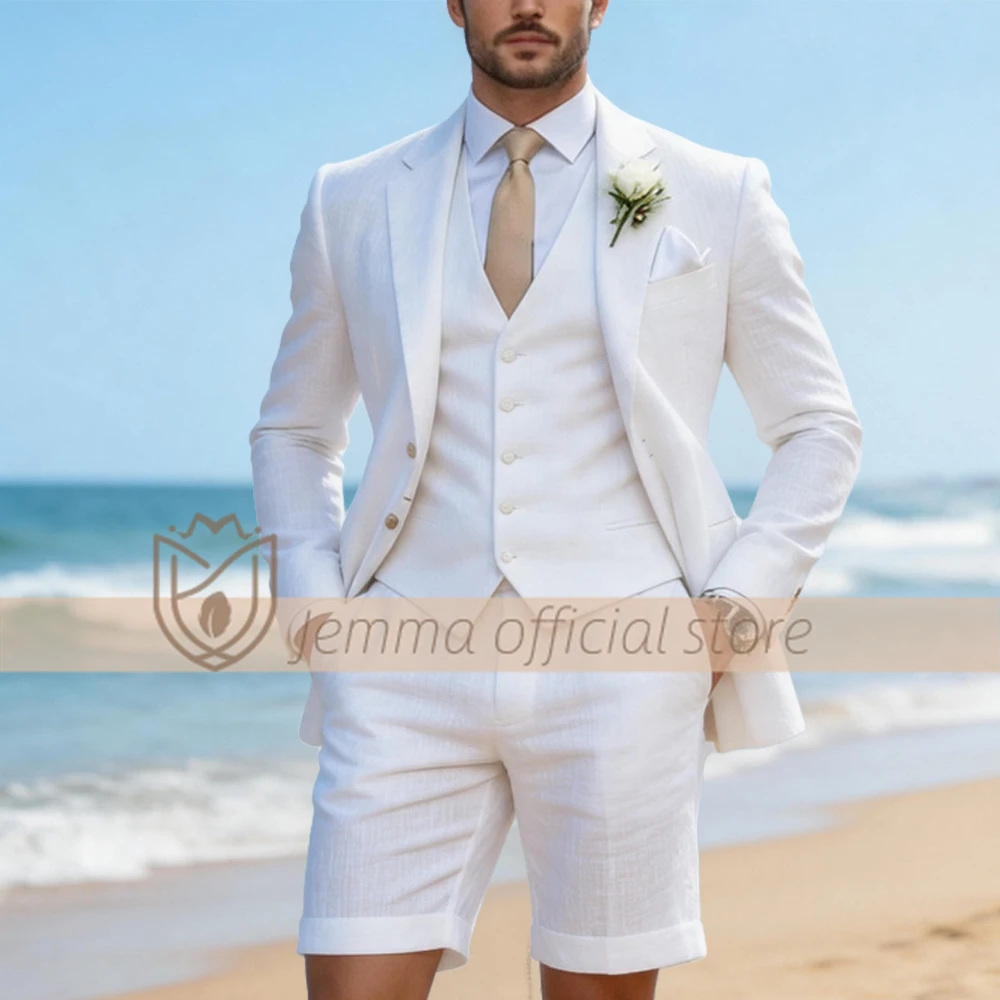 Men's Custom 3-Piece Summer Linen Suit, Slim Fit Blazer, Vest & Tailored Shorts for Vacations & Casual Parties
Men's Custom 3-Piece Summer Linen Suit, Slim Fit Blazer, Vest & Tailored Shorts for Vacations & Casual Parties