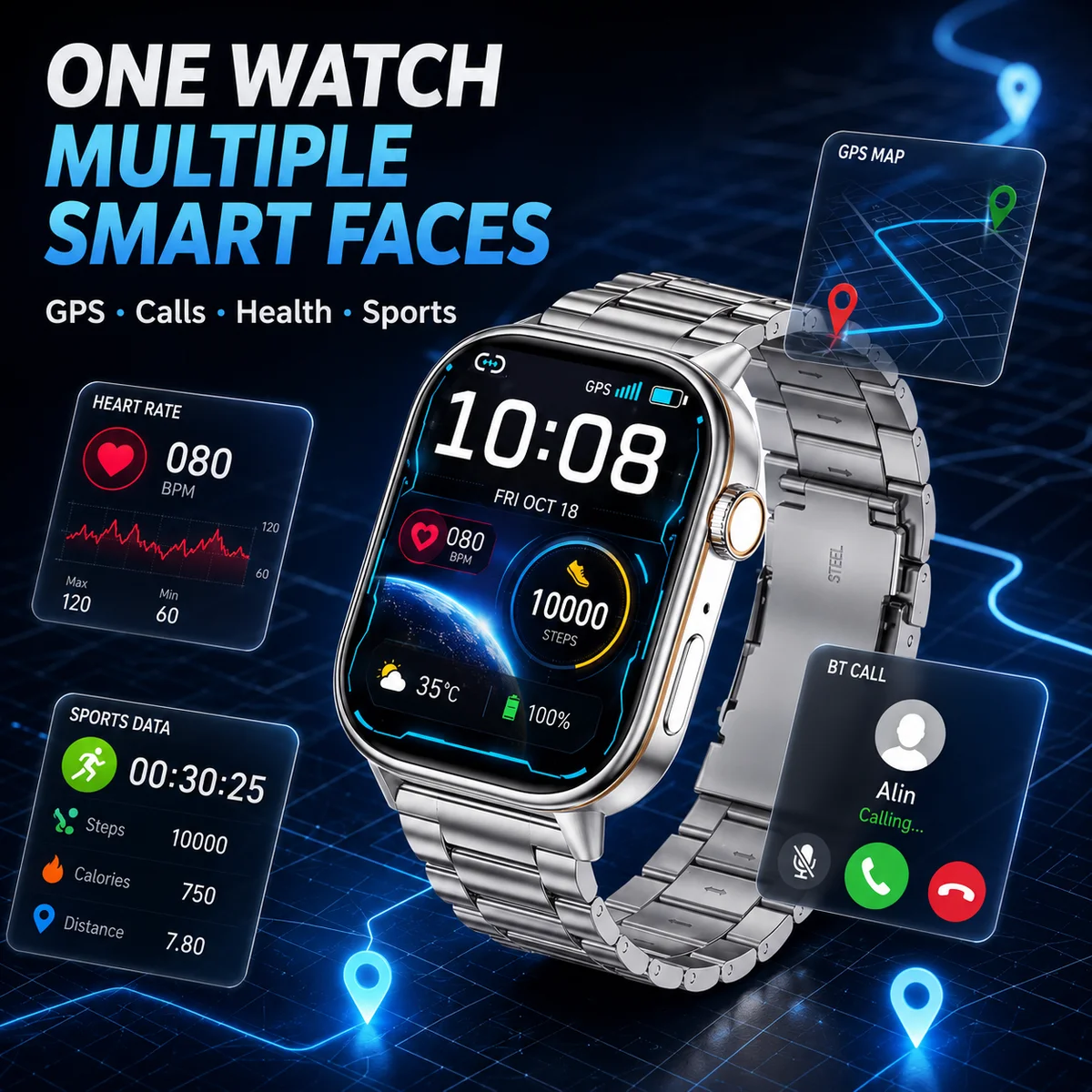 2026 New Outdoor Military Smart Watch With Built-in GPS Positioning Bluetooth Call Heart Rate Sleep Monitoring IP68 Smartwatches
2026 New Outdoor Military Smart Watch With Built-in GPS Positioning Bluetooth Call Heart Rate Sleep Monitoring IP68 Smartwatches