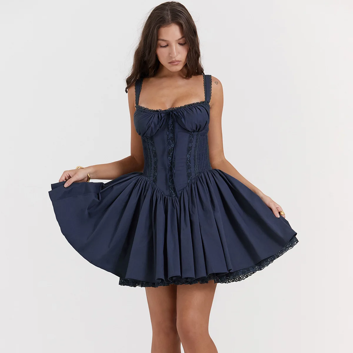 European and American Style Sweet and Spicy Women's Dress Lace Patchwork Ballet Dress Waist Tuck Chest Corset A-line Dress
European and American Style Sweet and Spicy Women's Dress Lace Patchwork Ballet Dress Waist Tuck Chest Corset A-line Dress