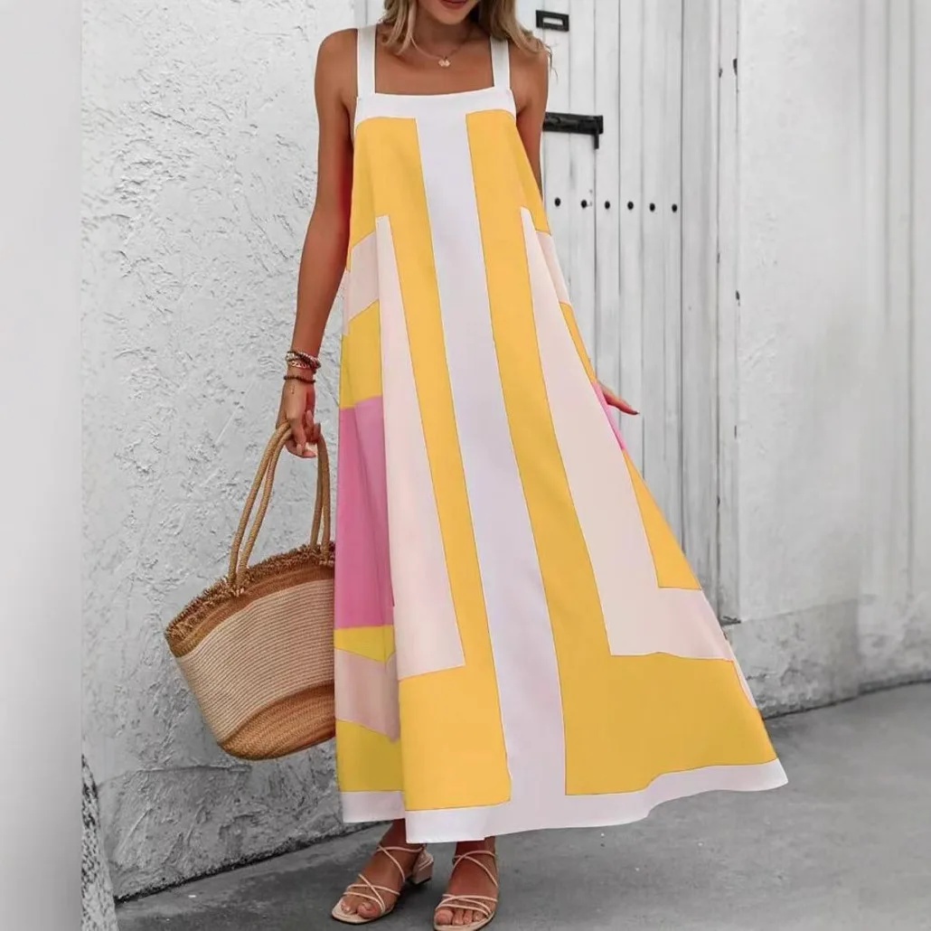 Spring Summer Printed Flowy Strappy Dress Women's Loose Maxi Dresses Bohemian Beach Vacation Clothing Outfits
Spring Summer Printed Flowy Strappy Dress Women's Loose Maxi Dresses Bohemian Beach Vacation Clothing Outfits