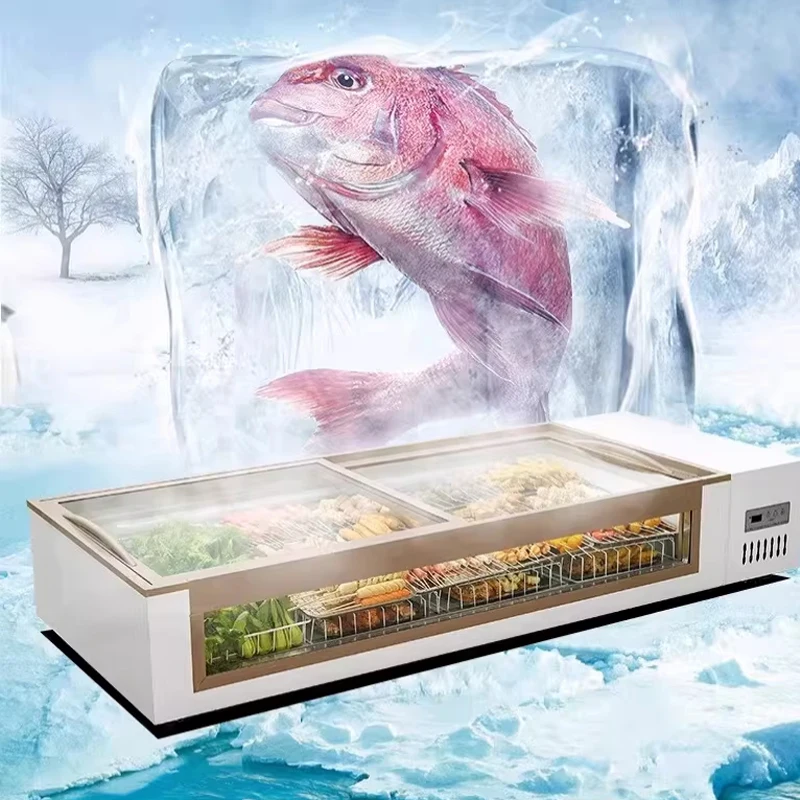 BBQ Display Refrigerated Horizontal Refrigerator Cooked Food Fresh Cabinet Desktop Frozen Small Stall Refrigerator Customized
BBQ Display Refrigerated Horizontal Refrigerator Cooked Food Fresh Cabinet Desktop Frozen Small Stall Refrigerator Customized