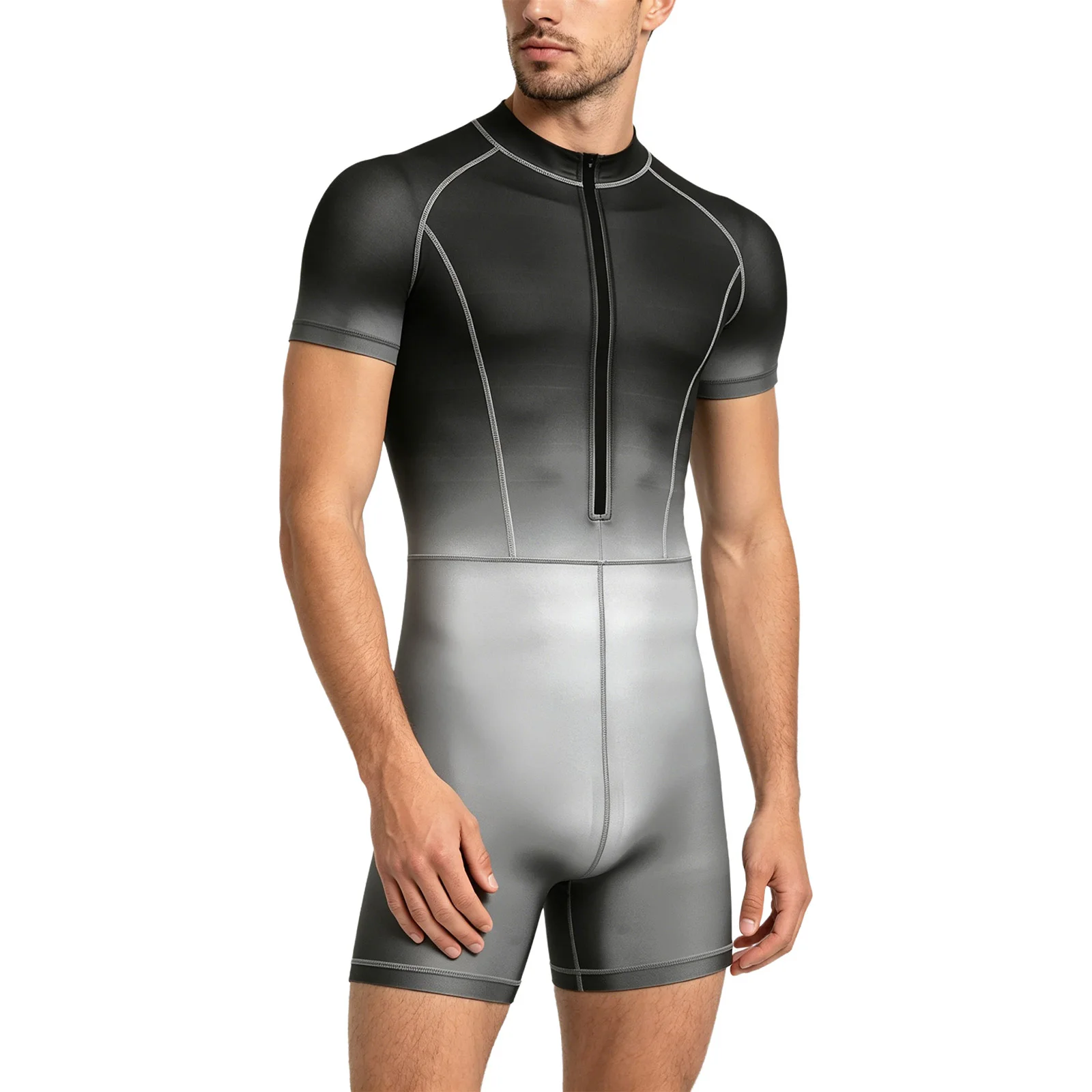 Mens Gradient Color Jumpsuit One Piece Swimsuit Short Sleeve Zipper Bodysuit Gym Fitness Sports Rash Guard Bathing Suit Swimwear
Mens Gradient Color Jumpsuit One Piece Swimsuit Short Sleeve Zipper Bodysuit Gym Fitness Sports Rash Guard Bathing Suit Swimwear