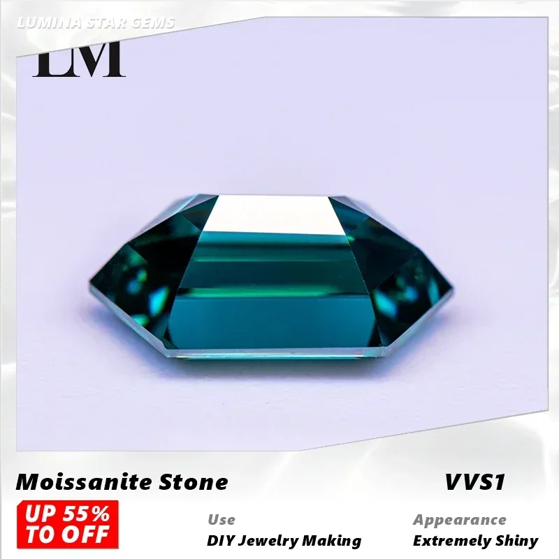 L-Moissanite Stone Long Hexagon Cut Emerald Green Primary Color Lab Grown Gemstone for DIY Jewelry Making with Certificate
L-Moissanite Stone Long Hexagon Cut Emerald Green Primary Color Lab Grown Gemstone for DIY Jewelry Making with Certificate