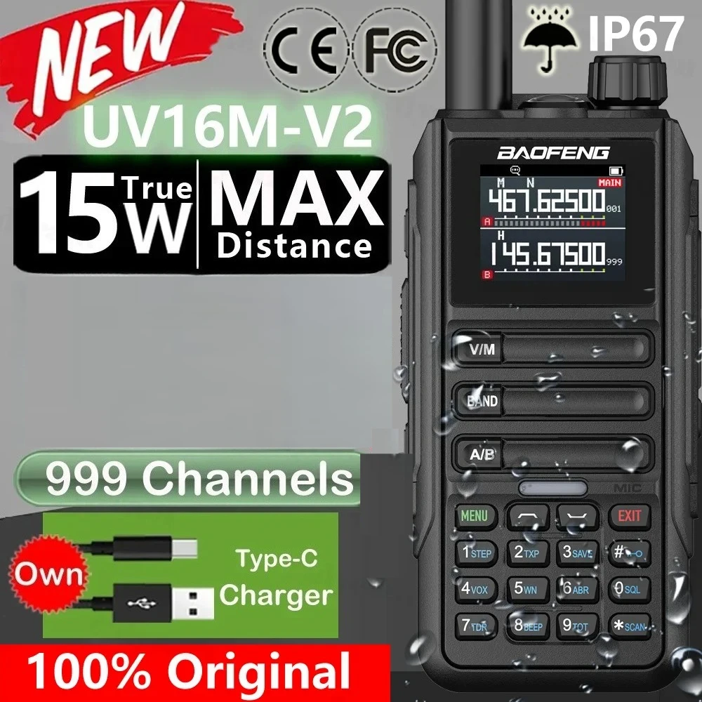 New Baofeng UV16M V2 Walkie Talkie 15W High Capacity AM FM Two Way Radio Full Band LCD 999CH Frequency Copy NOAA Noise Reduce
New Baofeng UV16M V2 Walkie Talkie 15W High Capacity AM FM Two Way Radio Full Band LCD 999CH Frequency Copy NOAA Noise Reduce