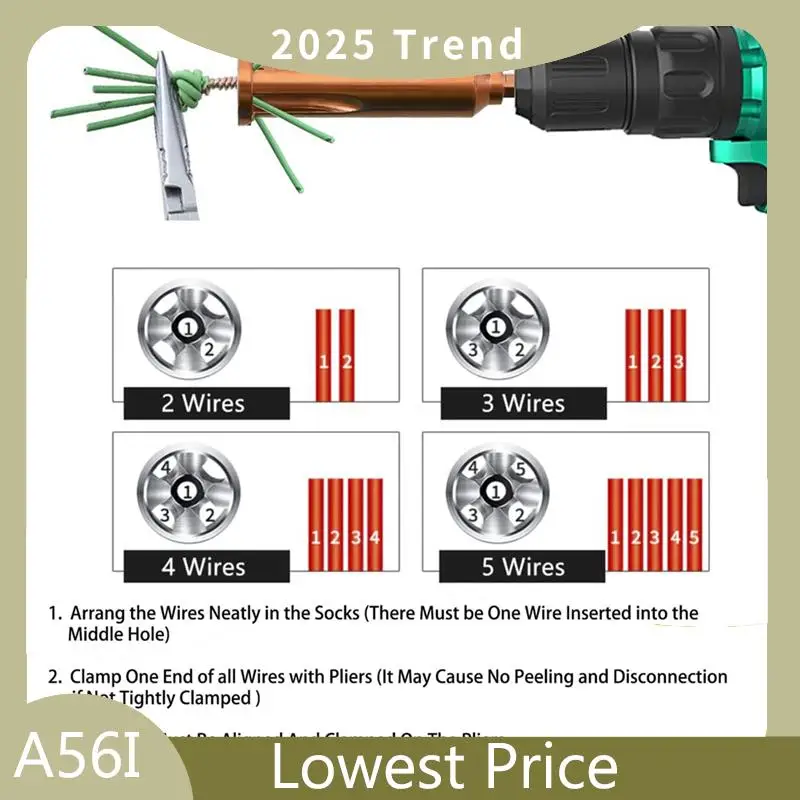 3PCS Wire Twisting Tool Cable Wire Stripper And Twister For Electrical Power Drill, 3 Way/ 5 Way Wire Stripping Tool Easy To Use
3PCS Wire Twisting Tool Cable Wire Stripper And Twister For Electrical Power Drill, 3 Way/ 5 Way Wire Stripping Tool Easy To Use
