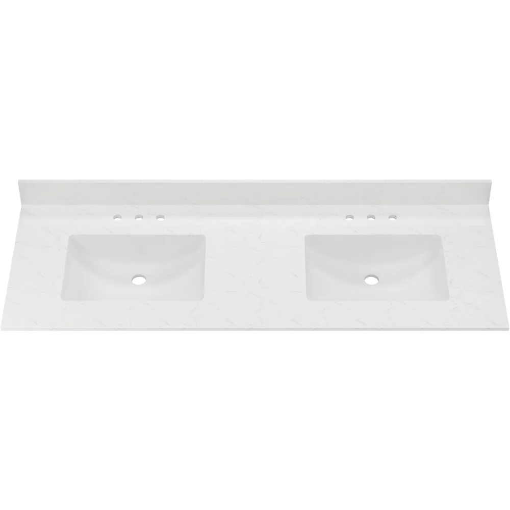61" x 22" Double Sink Bathroom Vanity Top with Integrated Backsplash, Engineered Stone Bathroom Vanity Sink Tops
61" x 22" Double Sink Bathroom Vanity Top with Integrated Backsplash, Engineered Stone Bathroom Vanity Sink Tops