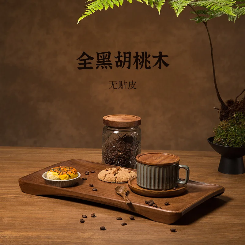 Black walnut solid wood tea set tray Household afternoon tea cake dessert tray High-end light rectangular small plate
Black walnut solid wood tea set tray Household afternoon tea cake dessert tray High-end light rectangular small plate