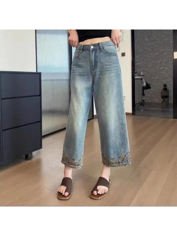 High Waist Wide Leg Jeans Women's Slimming Knife Summer Thin Jeans plus Size New Chinese Style High Waist Slim Fit
High Waist Wide Leg Jeans Women's Slimming Knife Summer Thin Jeans plus Size New Chinese Style High Waist Slim Fit
