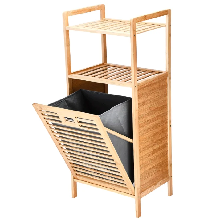 !@Combohome Bamboo Tilt Out Laundry Hamper - Lightweight Design with Tilt-Out Hamper and 2-Tier Shelves - Removable Liner
!@Combohome Bamboo Tilt Out Laundry Hamper - Lightweight Design with Tilt-Out Hamper and 2-Tier Shelves - Removable Liner