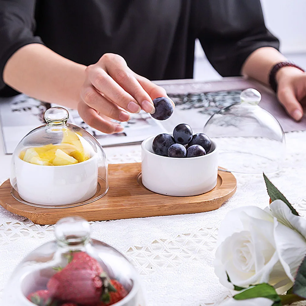 Ceramic Dessert Bowl Salad with Tray Tableware Glass Cover Fruit Ceramics Plate Household Travel
Ceramic Dessert Bowl Salad with Tray Tableware Glass Cover Fruit Ceramics Plate Household Travel