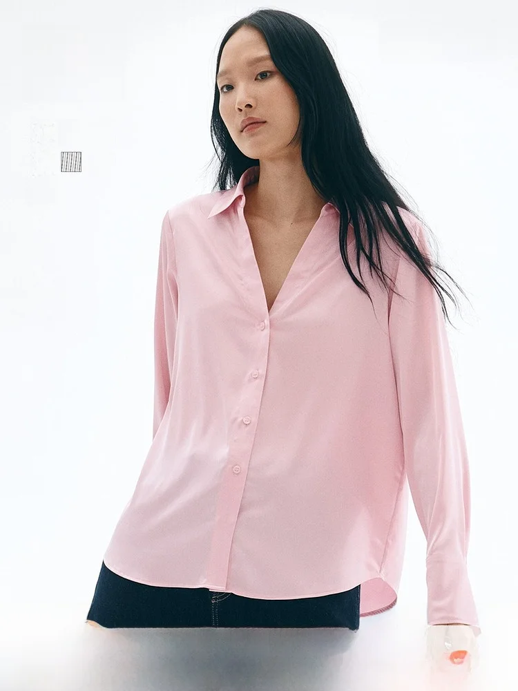 H&M Women's Shirt Summer Lazy Atmosphere Loose V-neck Glossy Satin Minimalist Shirt Casual Style Long Sleeve Pure Color
H&M Women's Shirt Summer Lazy Atmosphere Loose V-neck Glossy Satin Minimalist Shirt Casual Style Long Sleeve Pure Color