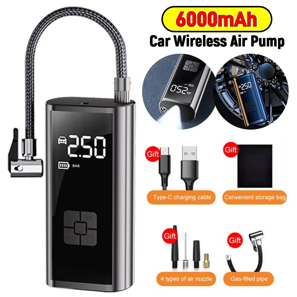 6000 мАч 150PSI портативный автомобильный насос для накачивания с подсветкой велосипедный воздушный компрессор USB перезаряжаемый для автомобильного велосипедного мяча
6000 мАч 150PSI портативный автомобильный насос для накачивания с подсветкой велосипедный воздушный компрессор USB перезаряжаемый для автомобильного велосипедного мяча