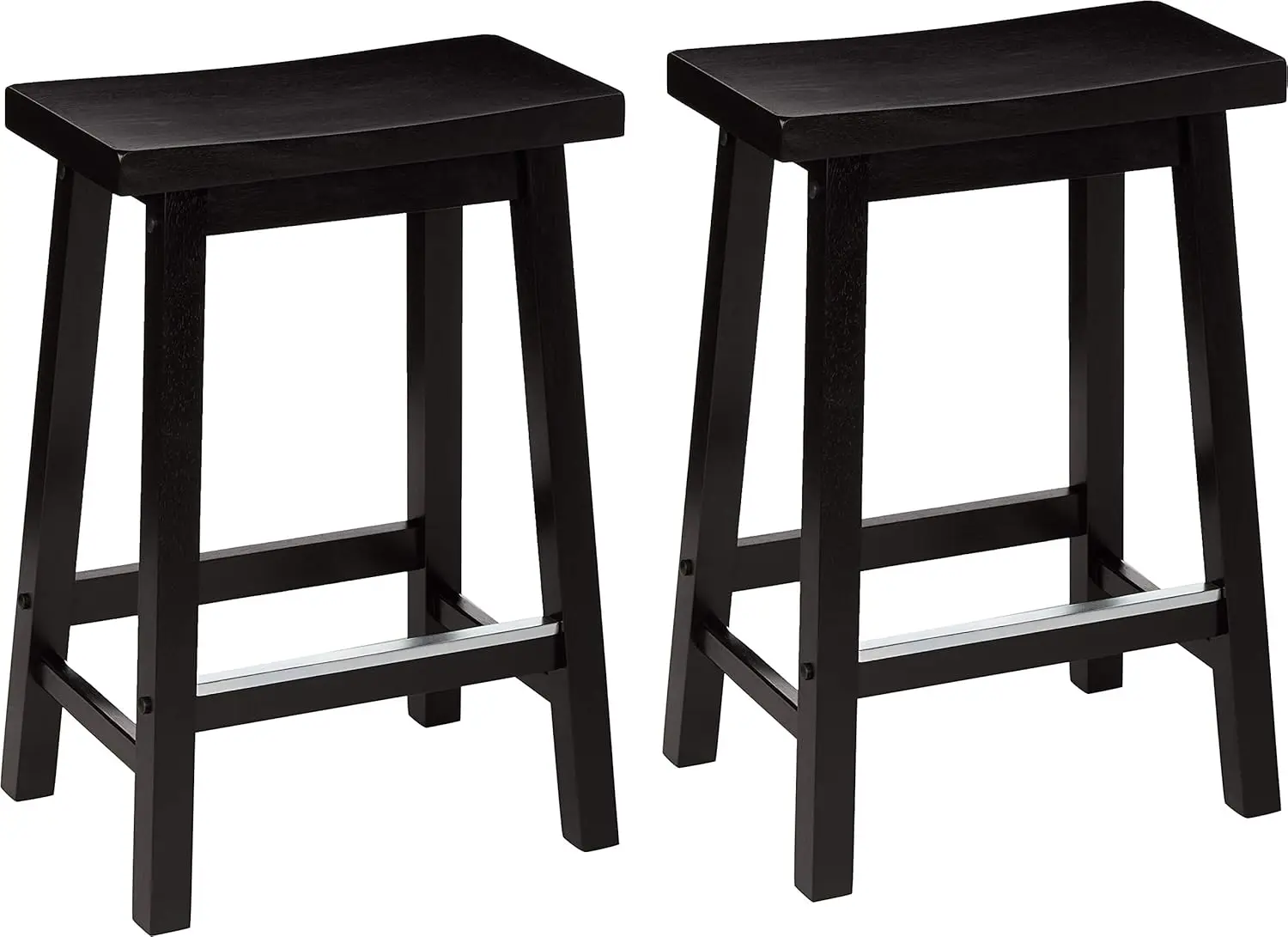 Solid Wood Saddle-Seat Counter Height Bar Stools for Kitchen Island with Footrest, 24-Inch Height, Black, Set of 2
Solid Wood Saddle-Seat Counter Height Bar Stools for Kitchen Island with Footrest, 24-Inch Height, Black, Set of 2