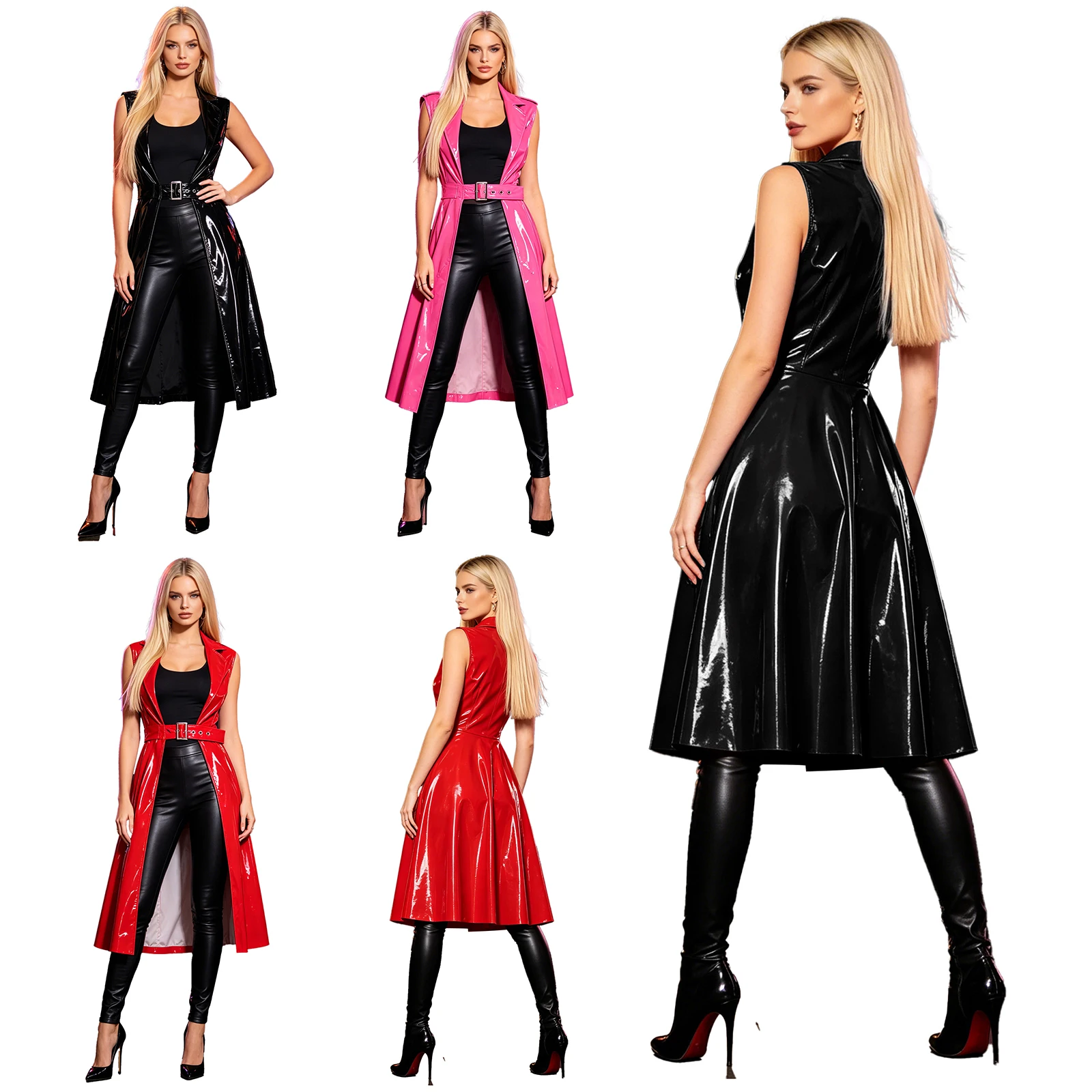 Women Men Wet Look PU Punk Long Jacket Trench Halloween Club Party Costume Open Front Adjustable Buckle Lapel Coat Outerwear
Women Men Wet Look PU Punk Long Jacket Trench Halloween Club Party Costume Open Front Adjustable Buckle Lapel Coat Outerwear