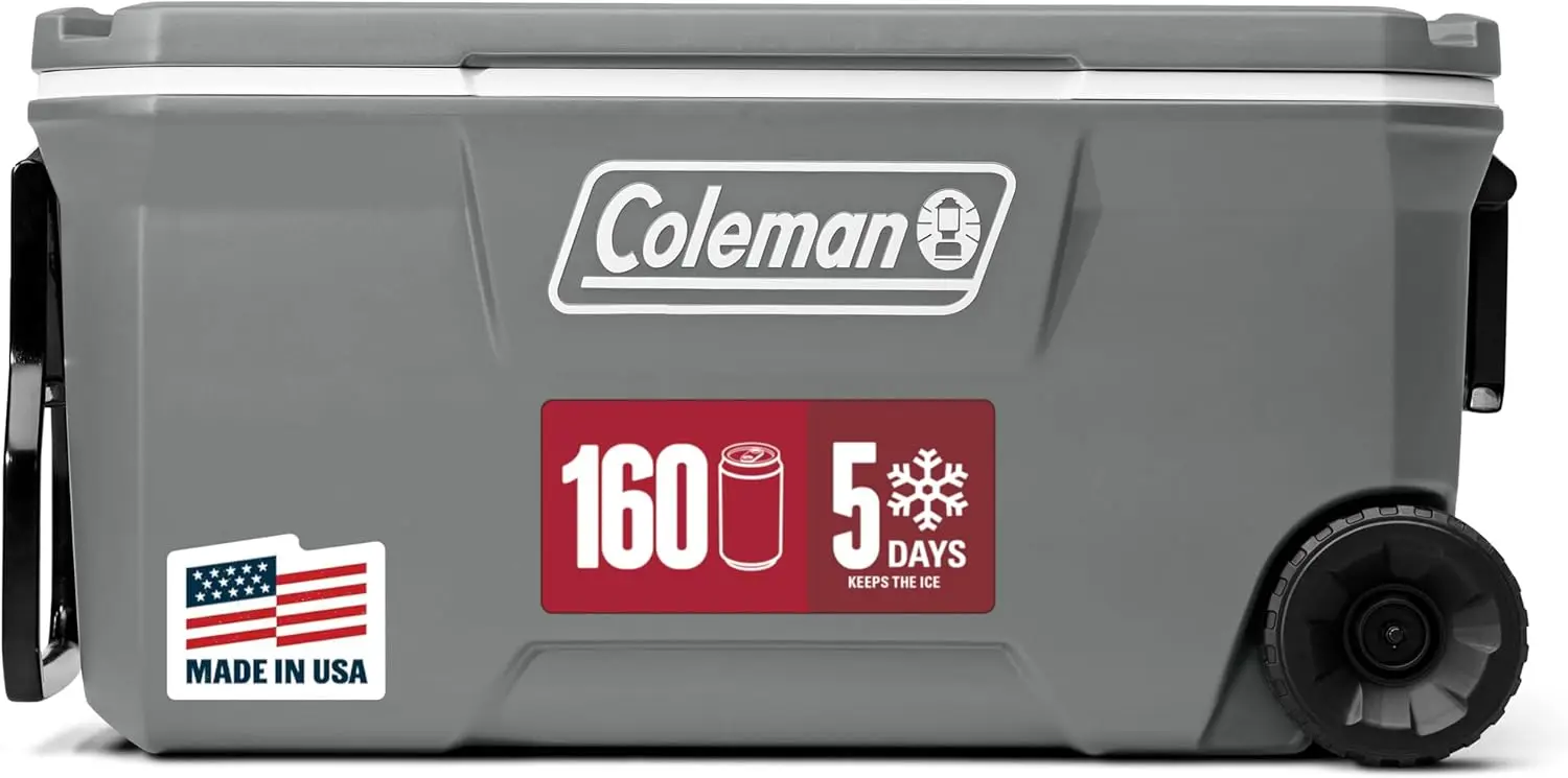 Coleman 100-Quart Rolling Cooler, Insulated Hard Sided & Leak-Resistant, Keeps Ice up to 5 Days, Wheels Included
Coleman 100-Quart Rolling Cooler, Insulated Hard Sided & Leak-Resistant, Keeps Ice up to 5 Days, Wheels Included