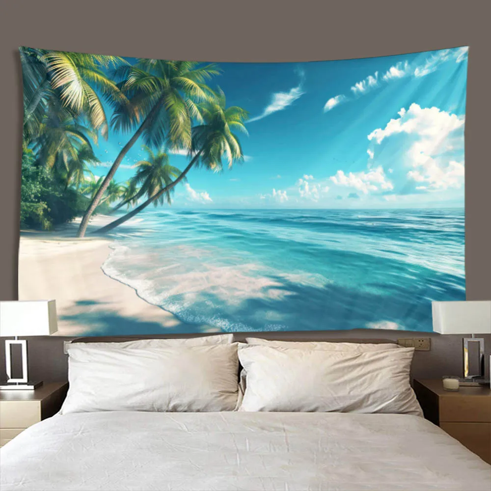 Tropical Paradise Tapestry Beach Coconut Trees Blue Ocean Wall Hanging Decoration Bedroom Living Room Background Cloth
Tropical Paradise Tapestry Beach Coconut Trees Blue Ocean Wall Hanging Decoration Bedroom Living Room Background Cloth