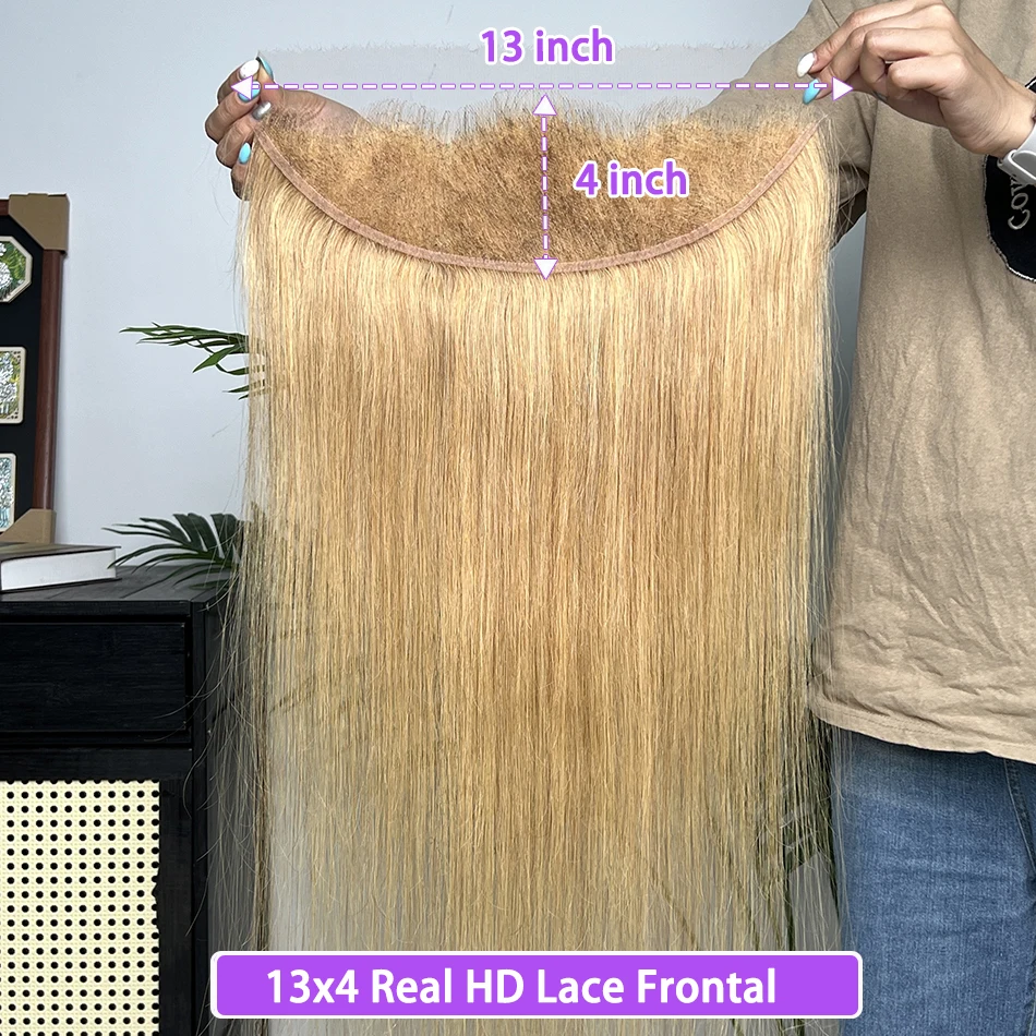 #27 Colored Straight 13x4 HD Invisible Lace Frontal Human Hair Bleached Knots Lace 100% Raw Virgin Human Hair Closure Only
#27 Colored Straight 13x4 HD Invisible Lace Frontal Human Hair Bleached Knots Lace 100% Raw Virgin Human Hair Closure Only