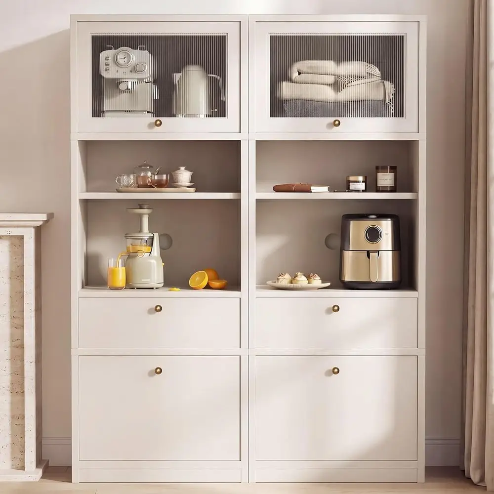 71 Tall Double Freestanding Kitchen Pantry Cabinets with Doors, Adjustable Shelves, Microwave and Coffee Stand, White
71 Tall Double Freestanding Kitchen Pantry Cabinets with Doors, Adjustable Shelves, Microwave and Coffee Stand, White