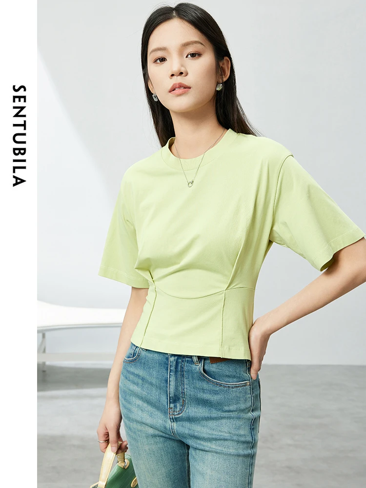SENTUBILA Solid Round Neck Cotton T-shirt Casual Slim Pullovers Simple Short Sleeve For Women 2024 New Summer Clothing 142T54011
SENTUBILA Solid Round Neck Cotton T-shirt Casual Slim Pullovers Simple Short Sleeve For Women 2024 New Summer Clothing 142T54011
