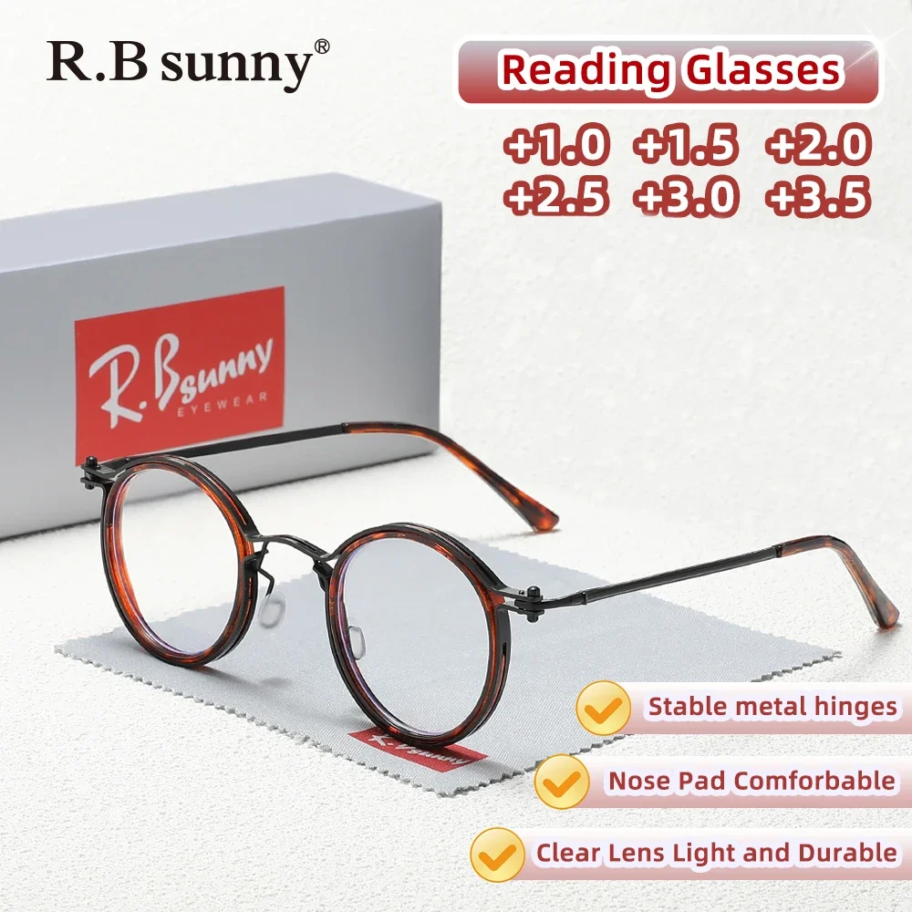 Модные очки для чтения RBsunny для мужчин и женщин, оптические линзы +1.0~+3.5, очки для дальнозоркости по рецепту, модные очки в круглой оправе
Модные очки для чтения RBsunny для мужчин и женщин, оптические линзы +1.0~+3.5, очки для дальнозоркости по рецепту, модные очки в круглой оправе