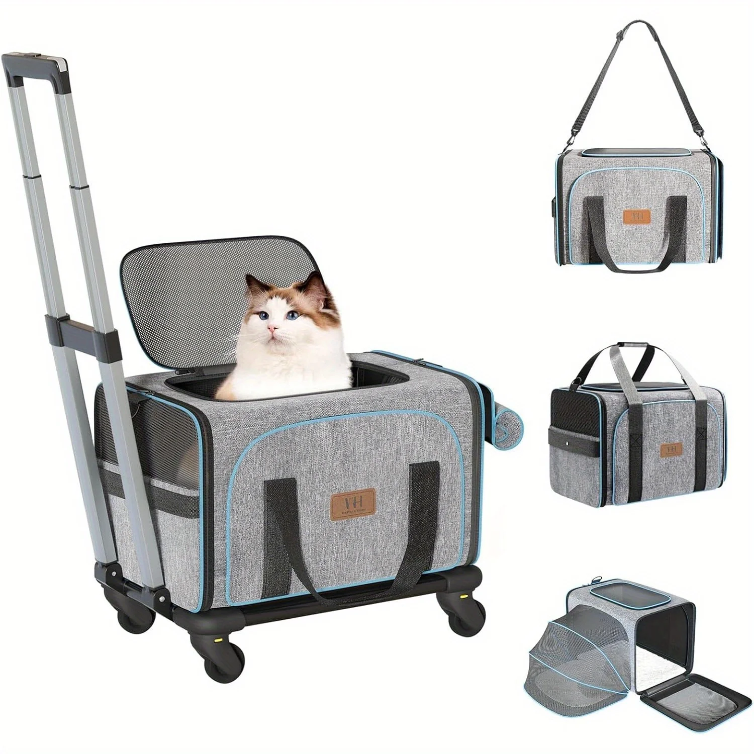 WESTERN HOME WH Wheeled Cat Cage, Expandable Rolling Pet Cage, Aviation Certified, Travel Dog Crate with Detachable Base and Telescopic Handle, Suitable for Traveling/Hiking/Camping
WESTERN HOME WH Wheeled Cat Cage, Expandable Rolling Pet Cage, Aviation Certified, Travel Dog Crate with Detachable Base and Telescopic Handle, Suitable for Traveling/Hiking/Camping