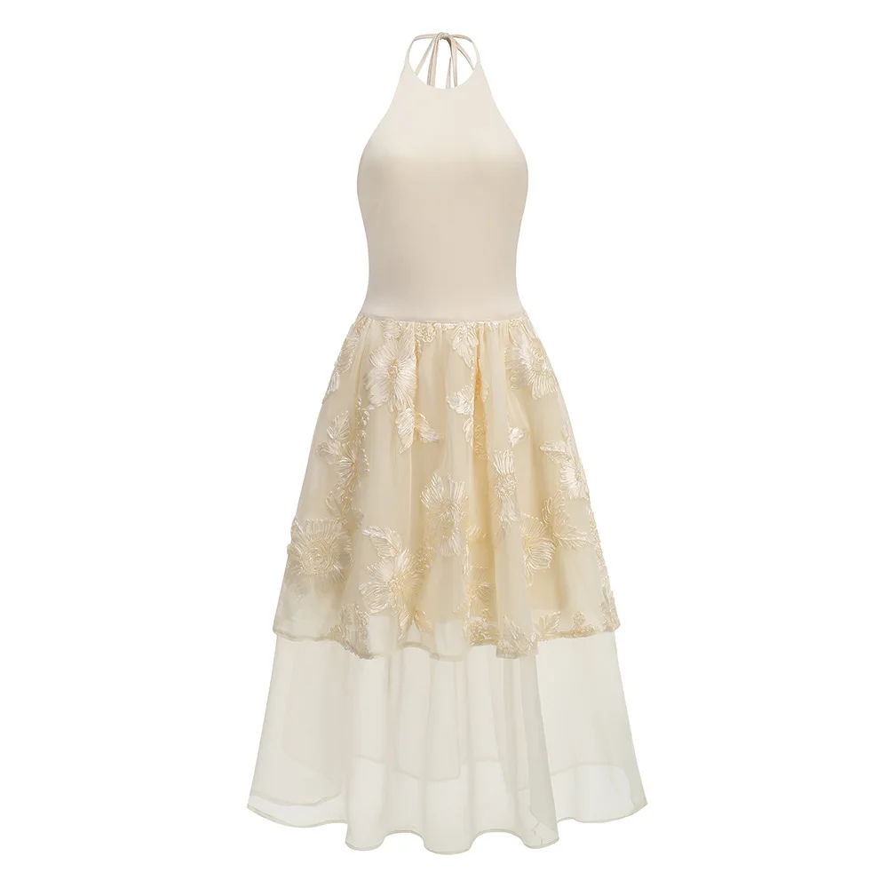Luxurious Halter Floral Embroidery Dresses Retro Sexy Backless Layered Tulle Gown Elegant Wedding Guest Formal Prom Dress
Luxurious Halter Floral Embroidery Dresses Retro Sexy Backless Layered Tulle Gown Elegant Wedding Guest Formal Prom Dress